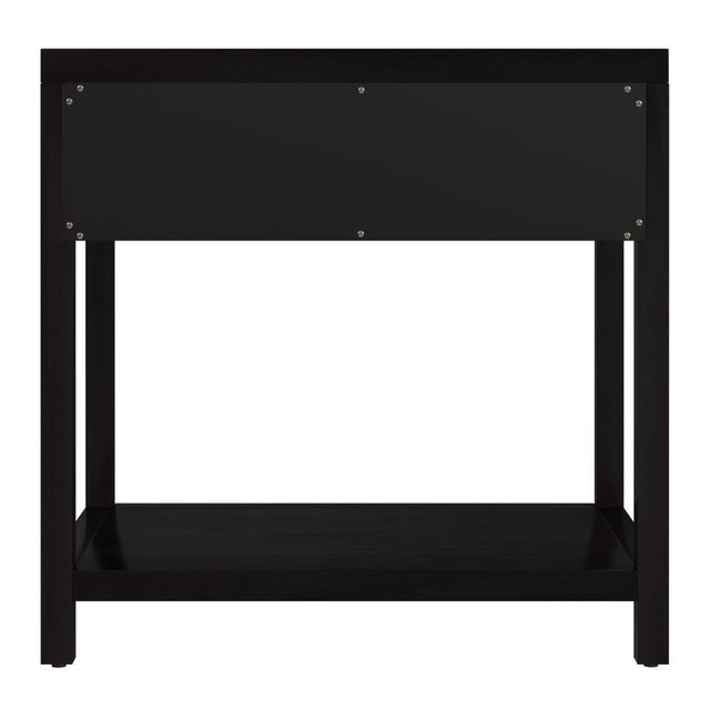 Nora 30 in. W Rectangular Wood 1 Drawer Wide Nightstand with Lower Open Shelf, Antique Coffee For Sale In Chicago - Image 6 of 8