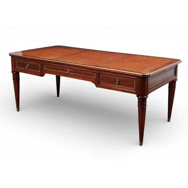 19th Century 19th C. French Louis XVI Mahogany Bureau Plat For Sale - Image 5 of 12