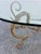 1970s Vintage Hollywood Regency Style Coffee Table Featuring a Gold-Finished Wrought Iron Base With Scrollwork and an Oval Beveled Glass Top For Sale - Image 5 of 7