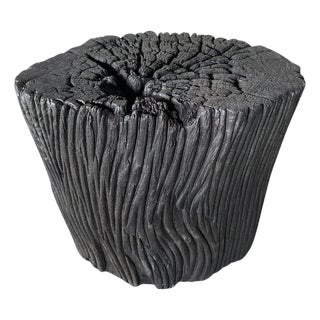 Andrianna Shamaris Iron Wood Charred Side Table or Stool For Sale