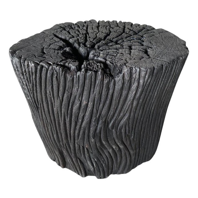 Andrianna Shamaris Iron Wood Charred Side Table or Stool For Sale