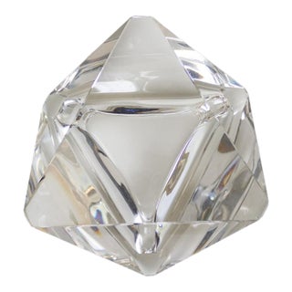 Baccarat or Murano Style Faceted Crystal Ashtray or Catchall. For Sale