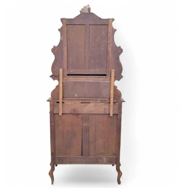 Antique French Carved Ornate Bombe Vitrine Cabinet For Sale - Image 4 of 12