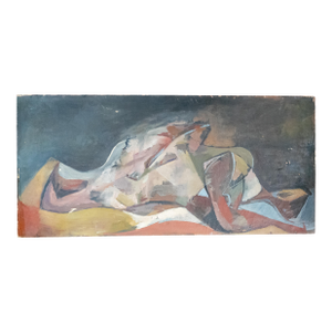 Mid-Century Modern Abstract Cubist Reclining Nude Female Figure Painting