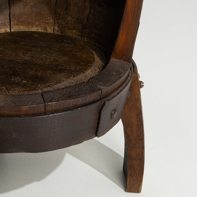 Wood Early 20th Century Oak Barrel Bar Table For Sale - Image 7 of 12