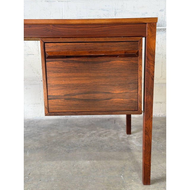 Wood Elegant Rosewood Executive Writing Desk With Single Drawer Danish Mid-Century Modern 1960s For Sale - Image 7 of 11