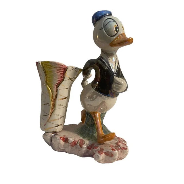 White Polychrome Ceramic Figurine of Donald Duck, 20th Century For Sale - Image 8 of 8