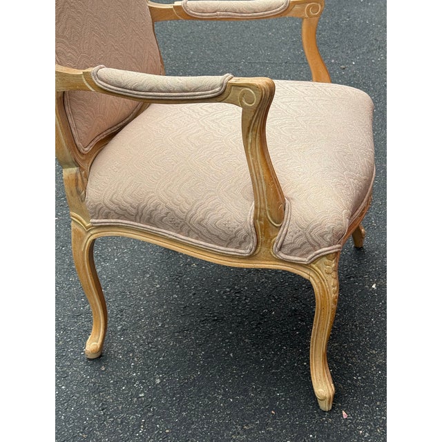 1980s Vintage French Louis XV Cerused Wood Bergere Chair For Sale - Image 5 of 11