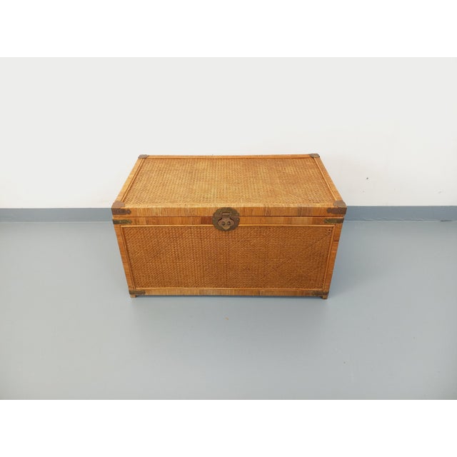 Vintage Trunk in Wood and Rattan, 1960s For Sale - Image 15 of 18