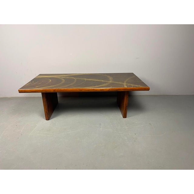 Industrial Artistic Brutalist Brass-Etched Coffee Table in the style of Bernhard Rohne, Germany, 1960s For Sale - Image 3 of 17