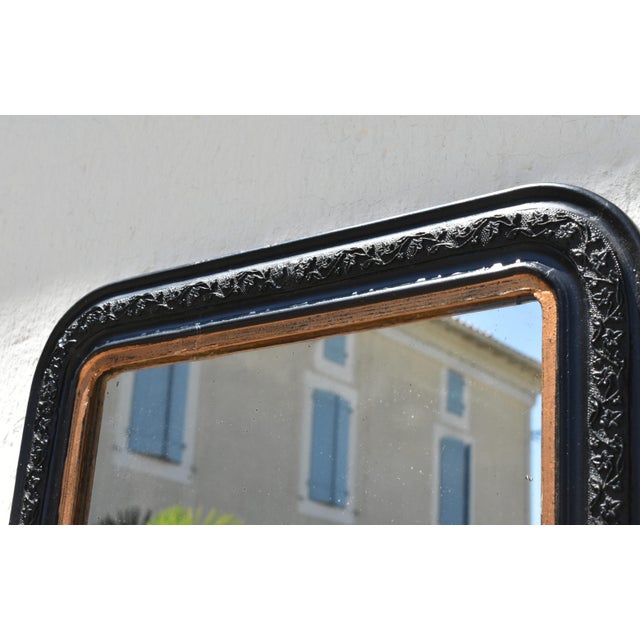 Antique French Napoleon III Ebonised Mirror For Sale - Image 6 of 15