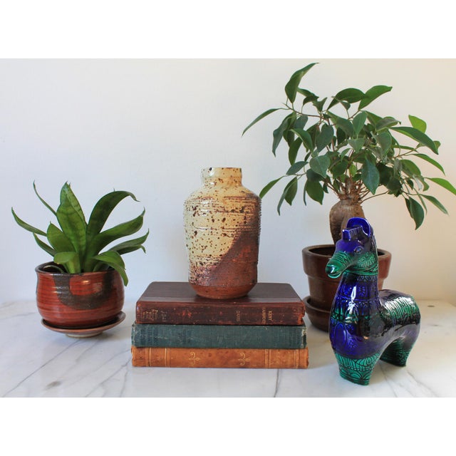 Vintage brown and beige studio art pottery vase. Signed and dated 1971. No chips or cracks.