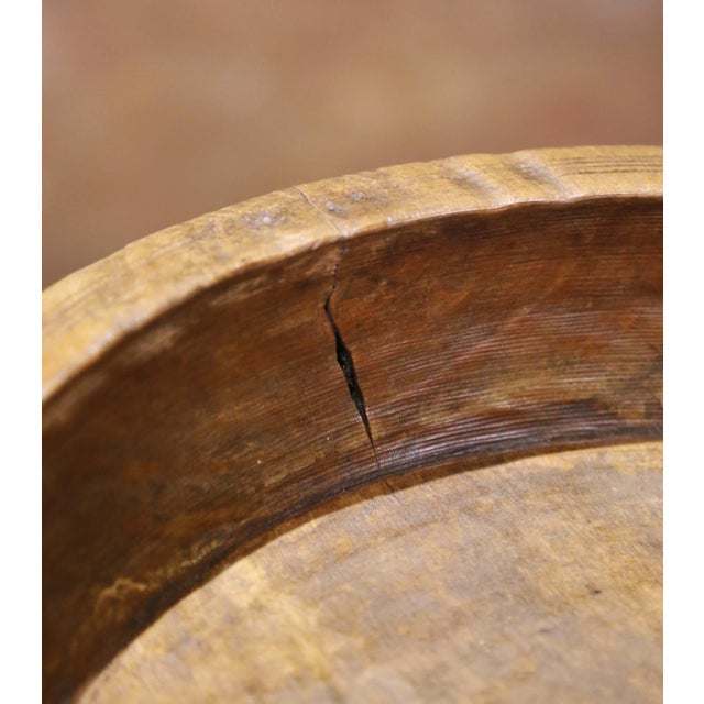 19th Century French Hand-Carved Patinated Elm Dough Bowl or Fruit Basket For Sale - Image 9 of 9
