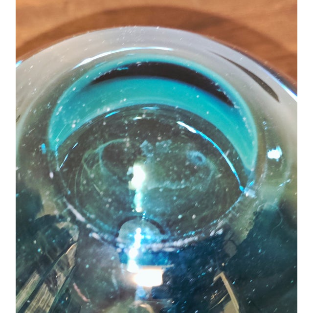 Contemporary Studio Glass Gradient Vase in Teal and Charcoal For Sale - Image 12 of 12