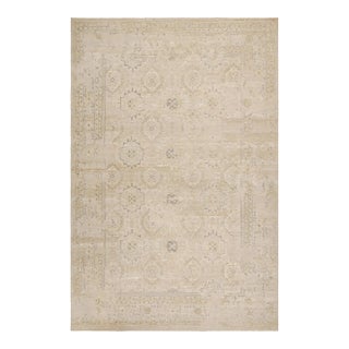 Rug & Kilim’s Oushak Style Rug in Beige, Gray and Gold Floral Patterns For Sale