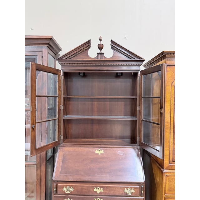 Chippendale Late 20th Century Statton Old Towne Cherry Secretary Bookcase With Broken Pediment For Sale - Image 3 of 11