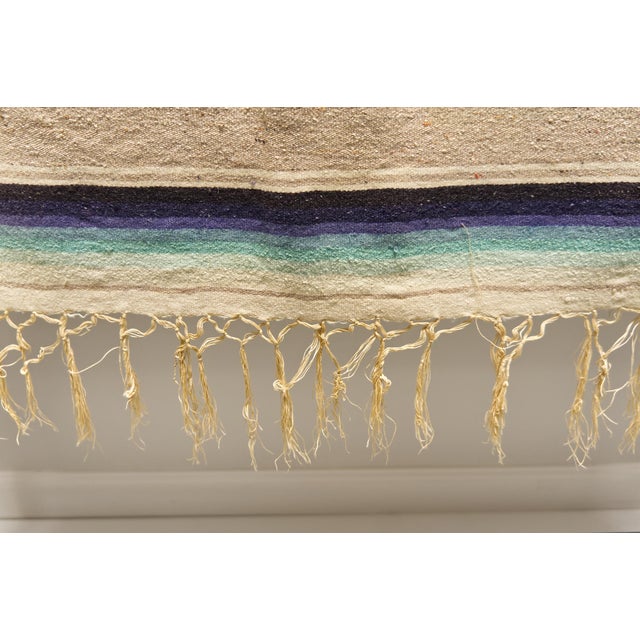 Late 20th Century Mid Twentieth Century Southwest Style Hand Loomed Wool Sarape Blanket 77" For Sale - Image 5 of 6
