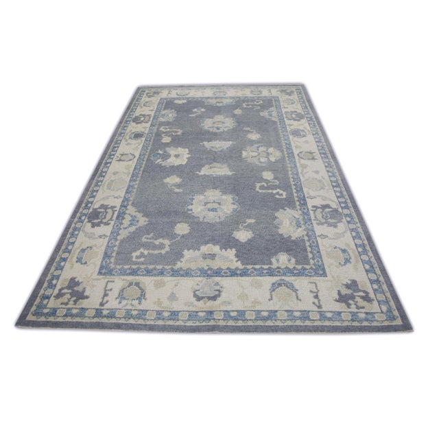 Modern Handmade Turkish Oushak Rug 5'9"x8'9" For Sale - Image 4 of 6