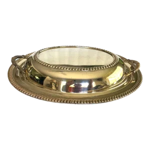 1940s Oval Crescent Silverplate Covered Serving Dish