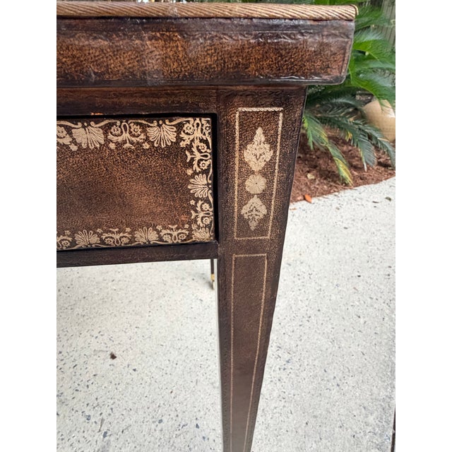 Animal Skin Maitland-Smith Leather Writing Table With Embossed Gilded Decoration For Sale - Image 7 of 12