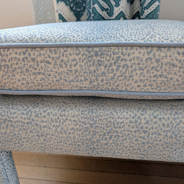 Schumacher Mini Leopard Cloud Blue Parsons Ottomans - Pair For Sale - Image 12 of 13