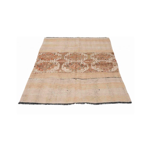 Mid-Century Modern Decorative Vintage Embroidered Kilim Rug - 4`6″ X 6`3″ For Sale - Image 3 of 6
