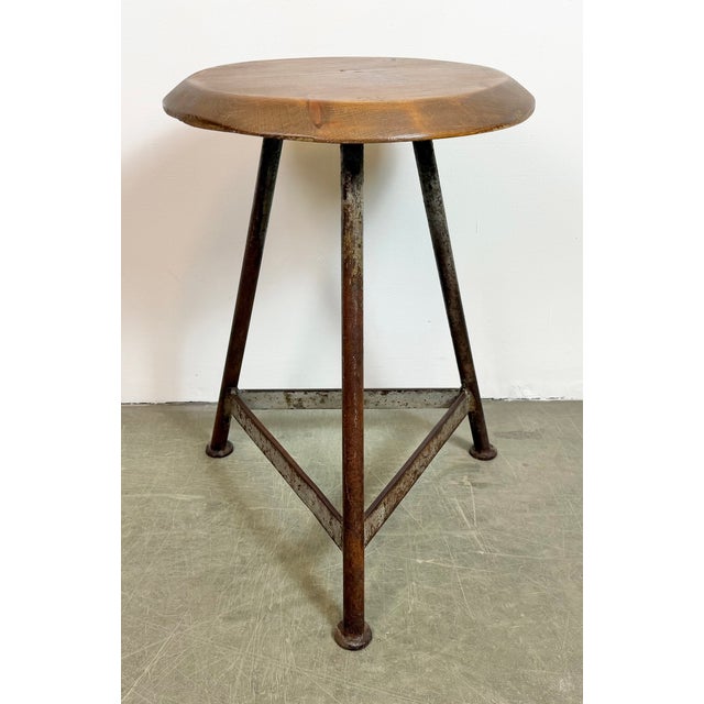 Wood Industrial Grey Workshop Stool, 1960s For Sale - Image 7 of 18