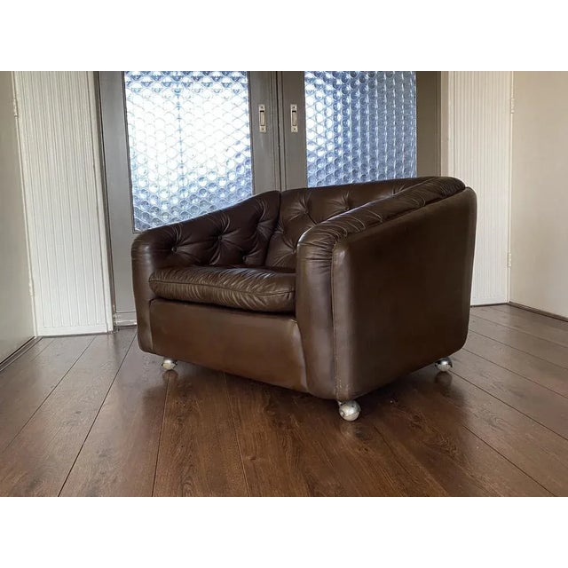 1960s Vintage Leather C610 Lounge Chair by Geoffrey Harcourt for Artifort, 1960s For Sale - Image 5 of 13