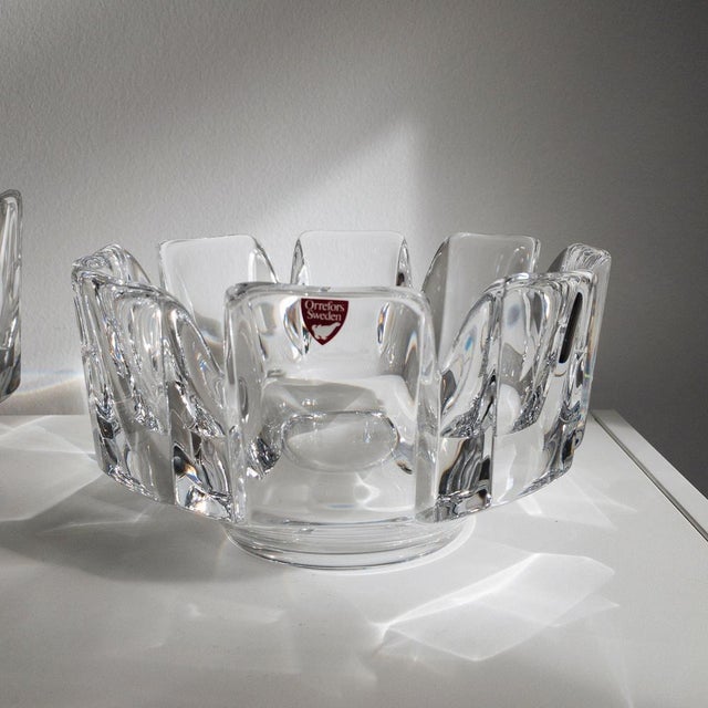 Swedish Corona Crystal Bowls by Lars Hellsten for Orrefors, 1970s, Set of 3 For Sale - Image 14 of 16