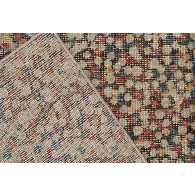 Distressed Abstract Rug in Brown, Red & Blue Dots Pattern by Rug & Kilim For Sale In New York - Image 6 of 7