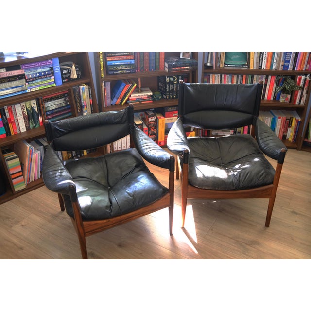 1960s Danish Modern Kristian Vedel "Modus" Leather Lounge Chairs — Pair For Sale In Los Angeles - Image 6 of 15