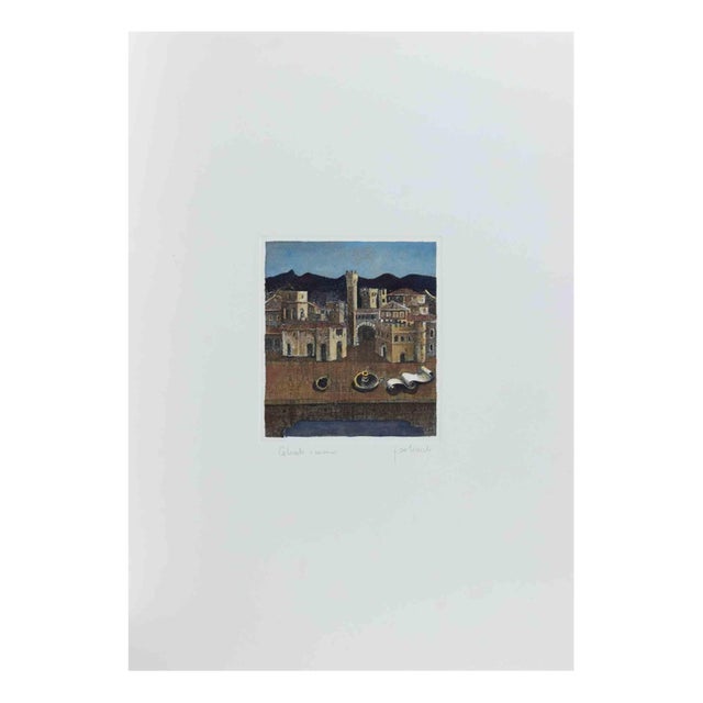 Franco Fortunato, Cityscape, Etching, 1990s For Sale