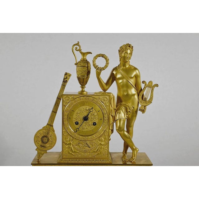 Empire Golden Bronze Clock from Leroy Palais Royal, Early 19th Century For Sale - Image 5 of 18