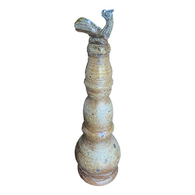 Brutalist French Stoneware Roof Finial with Rooster by Benoist Favre, 1960s For Sale