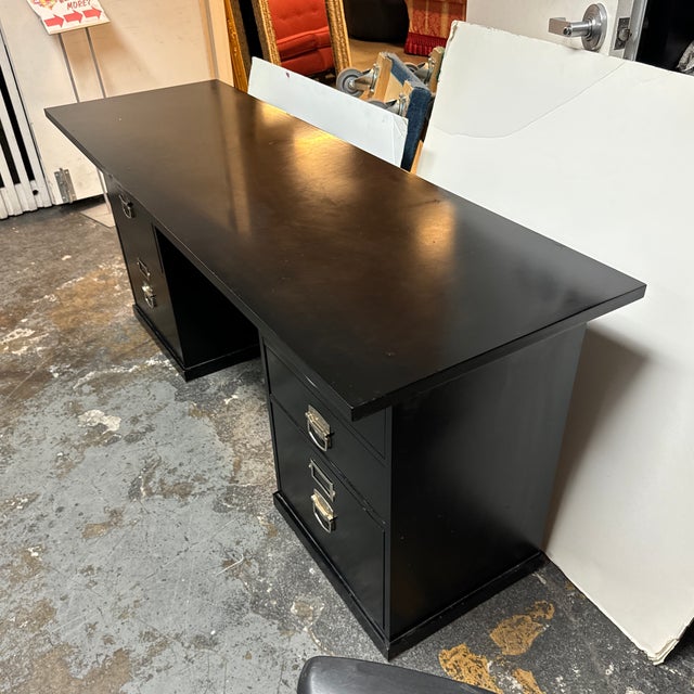 Industrial Pottery Barn Black Bedford Desk For Sale - Image 3 of 12