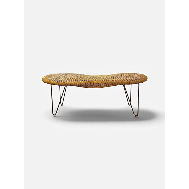 1990s Vintage Peanut Wicker Bench from Ikea, Sweden, 1990 For Sale - Image 5 of 7