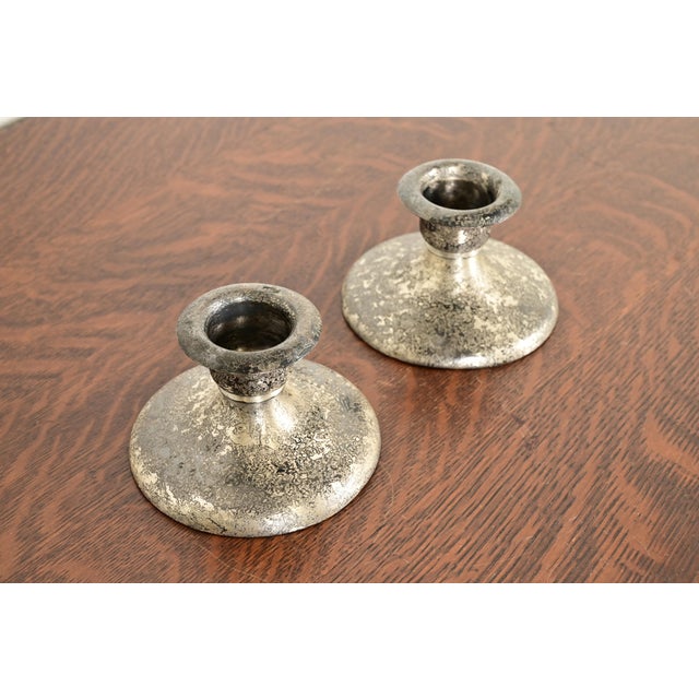 Roycroft Roycroft Arts & Crafts Silver Finished Copper Candlesticks, Pair For Sale - Image 4 of 13