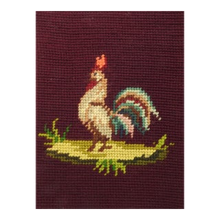 Small Mid 20th Century Needlepoint Rooster Tapestry For Sale