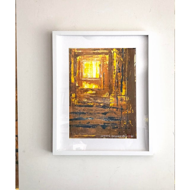 Interior Land Scape. VIII Framedgoled Yellow Painting For Sale - Image 4 of 4