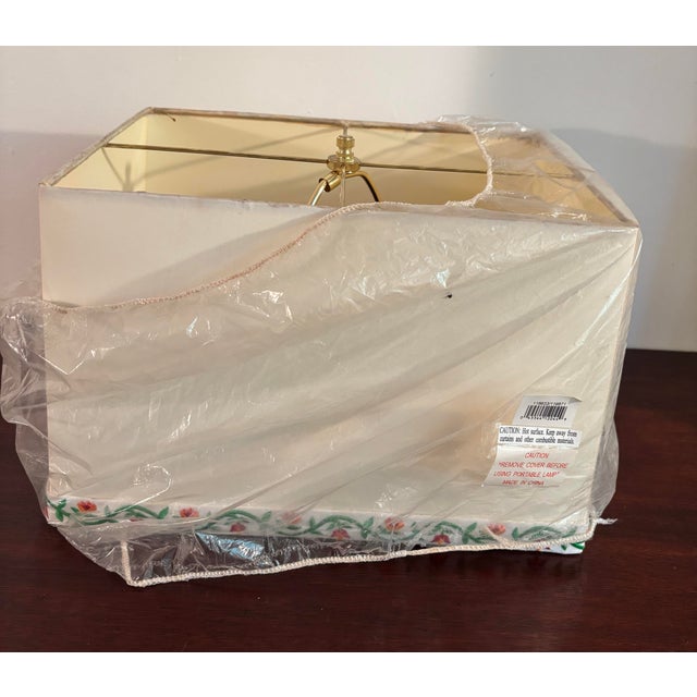 2000 - 2009 Off White Rectangle Lampshade With Attractive Floral Tape For Sale - Image 5 of 8