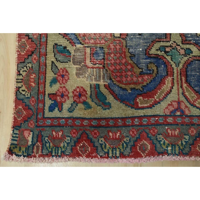 Tabriz Rug 9’8” X 12’9” Pink Wool Vintage Distressed Hand-Knotted Carpet For Sale - Image 12 of 15