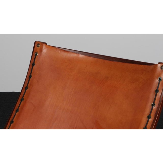 Danish Lounge Chair in Beech and Butthide Leather, 1970s For Sale - Image 3 of 9