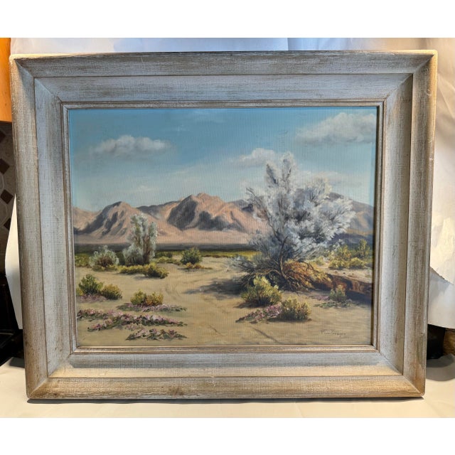 Wood Palm Springs, California Mid Century Desert Landscape Painting For Sale - Image 7 of 10