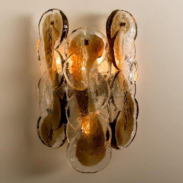 Citrus Swirl Ice Glass Wall Lights attributed to J. T. Kalmar, 1969 For Sale - Image 14 of 18