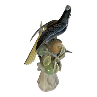 Vintage Rare Vista Alegre Large 17" Porcelain Sculpture "Pica-Laranjas" Orange Peckers Figurine Portugal 1968-1971 For Sale