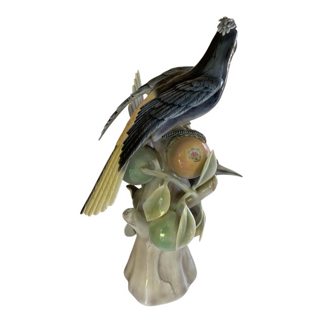 Vintage Rare Vista Alegre Large 17" Porcelain Sculpture "Pica-Laranjas" Orange Peckers Figurine Portugal 1968-1971 For Sale