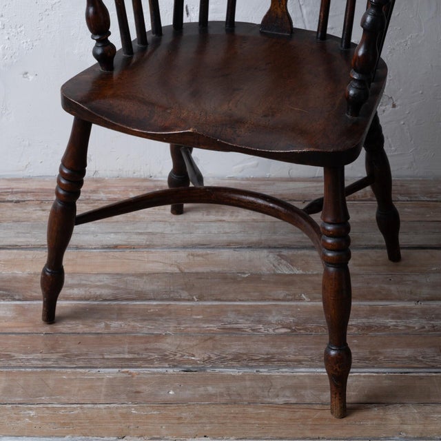 English Windsor Chair With Crinoline Stretcher, 19th Century For Sale - Image 4 of 9