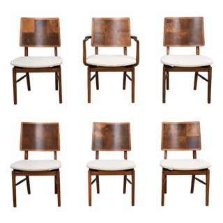 Modern Burl Dining Chairs by Herritage - Set of 6 For Sale