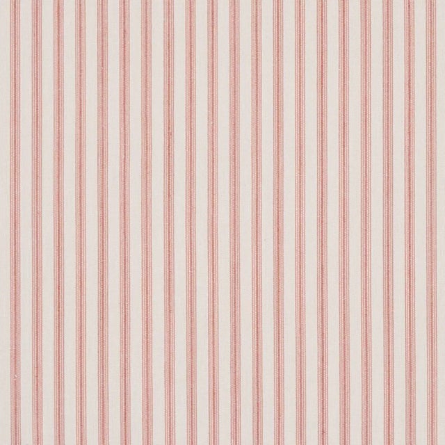 Schumacher Wellfleet Ticking Stripe Fabric in Pink For Sale