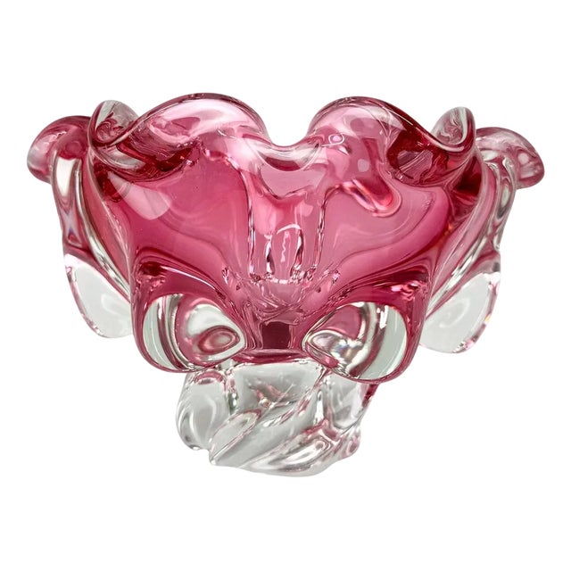 Art Glass Bowl attributed to Josef Hospodka for Chribska Glassworks, Former Czechoslovakia, 1960s For Sale